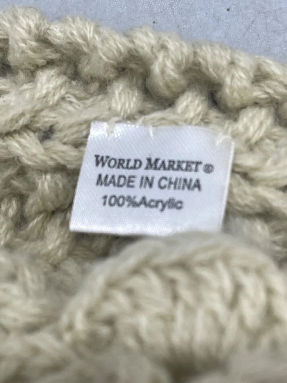 World market head band floral knitted acrylic tan length 20